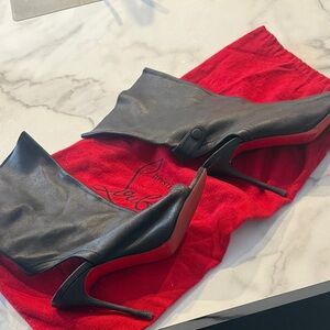 Christian Louboutin Black and Red Heeled Boots